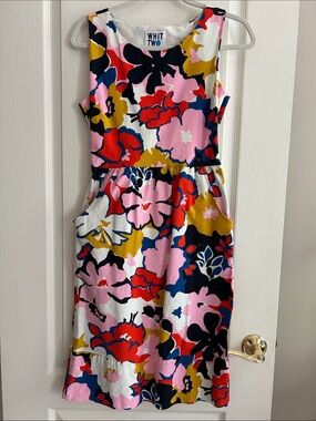 Whit Two Bold Floral Sleeveless Dress - Pink, Red, Navy & Mustard Size 4
